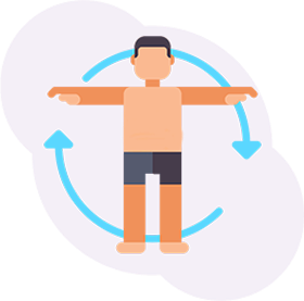 Animated person performing aerobic movement representing full-body workout benefits of Morning Walker