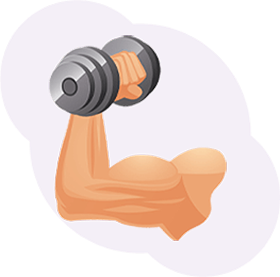 Arm lifting dumbbell symbolizing Morning Walker’s ability to strengthen muscles and build endurance